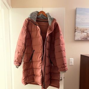 Andrew Marc Ladies Long Stretch Parka, Terra Rose, XXL *w/ added rib cuff trim!*